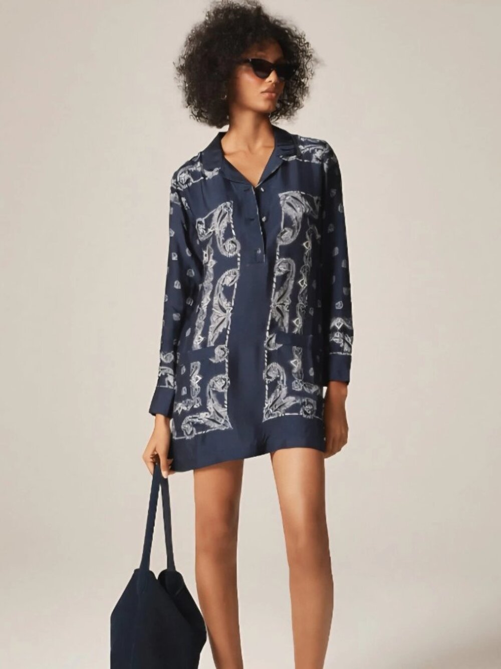 J. Crew Relaxed Fit Shirt Dress NWT Navy Bandana Print Size 8 Western Boho